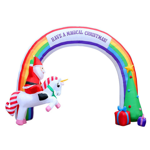 Image of Jingle Jollys Inflatable Christmas Rainbow Archway Santa 3M Outdoor Decorations