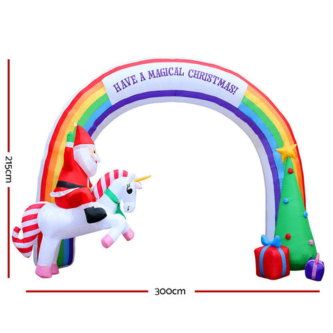 Image of Jingle Jollys Inflatable Christmas Rainbow Archway Santa 3M Outdoor Decorations