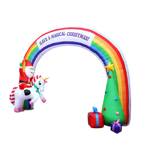 Image of Jingle Jollys Inflatable Christmas Rainbow Archway Santa 3M Outdoor Decorations