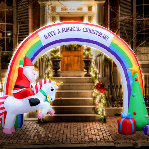 Image of Jingle Jollys Inflatable Christmas Rainbow Archway Santa 3M Outdoor Decorations