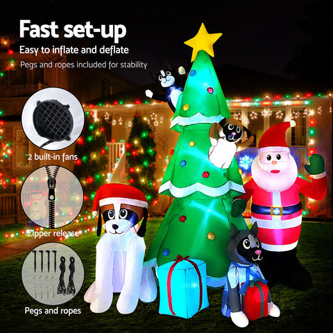 Image of Jingle Jollys 3M Inflatable Christmas Tree Santa Lights Outdoor Decorations