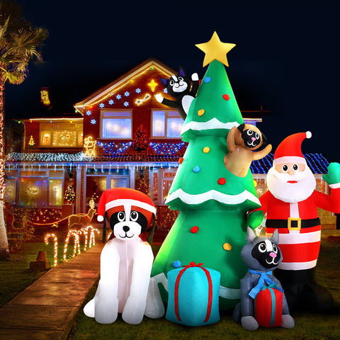 Image of Jingle Jollys 3M Inflatable Christmas Tree Santa Lights Outdoor Decorations