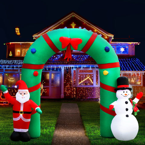 Image of Jingle Jollys 2.8M Christmas Inflatable Giant Arch Way Santa Snowman Light Decor