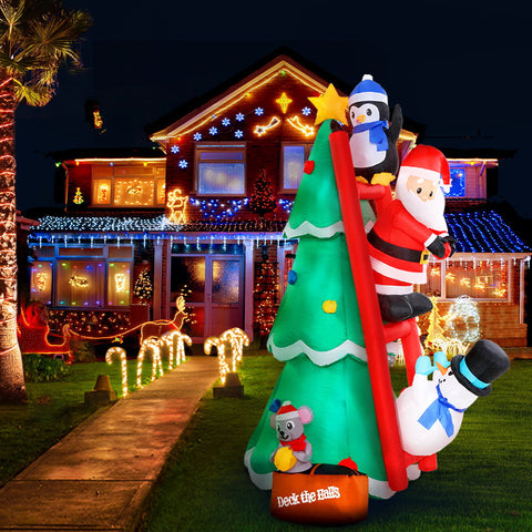 Image of Jingle Jollys Inflatable Christmas Tree Santa 1.8M Decorations Outdoor LED Light