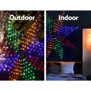 Jingle Jollys Christmas Motif Lights LED Star Net Waterproof Outdoor Colourful