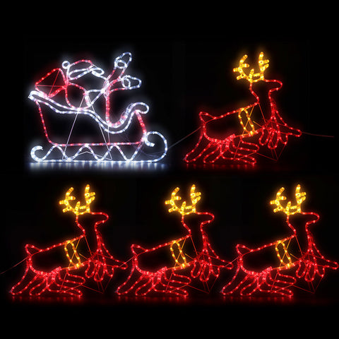 Image of Jingle Jollys Christmas Motif Lights LED Rope Reindeer Waterproof Colourful Xmas