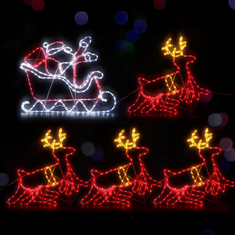 Image of Jingle Jollys Christmas Motif Lights LED Rope Reindeer Waterproof Colourful Xmas