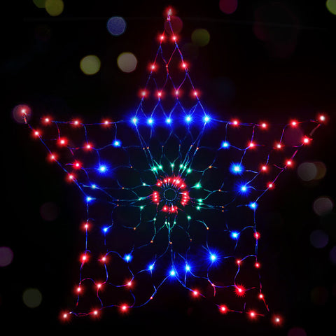 Image of Jingle Jollys Christmas Lights Motif LED Star Net Waterproof Outdoor Colourful