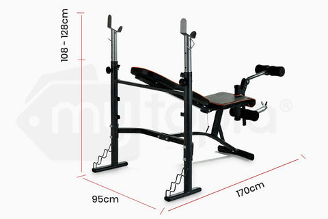 Image of Adjustable Incline Weight Bench Press for Home Gym, with Preacher Pad and Leg Raise, for Standard or Olympic Plates  - PROFLEX B350
