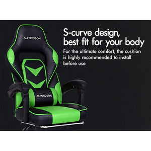 ALFORDSON Gaming Office Chair Racing Executive Padding Footrest Computer Seat PU Leather - Black Green