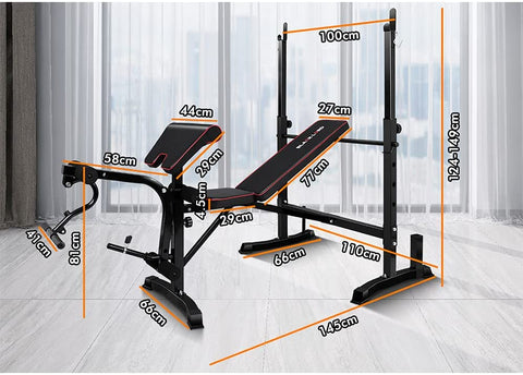 Image of 10-in-1 Weight Bench Press Home Gym Fitness Muti-Station Abdominal Strength Training Equipment Adjustable Bench Military Press Workouts -  Roll over image to zoom in BLACK LORD