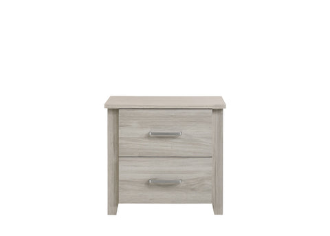 Image of 2 Drawers Bedside Table In White Oak