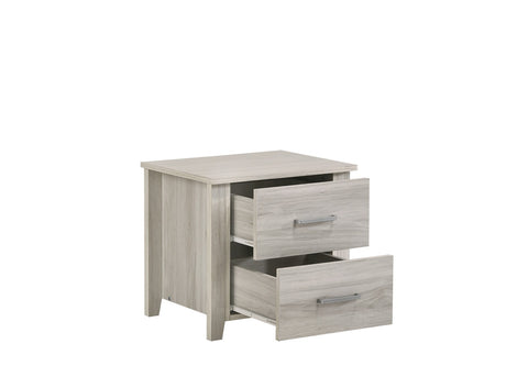 Image of 2 Drawers Bedside Table In White Oak