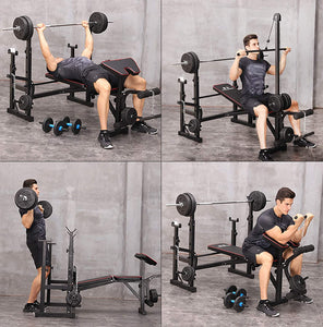 Commercial Bench Press with Squat Rack Tower Set - Weight Bench Press - Multi Function - Home Gym Equipment Fitness Exercise Incline Bench Press Sit Up