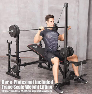 Commercial Bench Press with Squat Rack Tower Set - Weight Bench Press - Multi Function - Home Gym Equipment Fitness Exercise Incline Bench Press Sit Up
