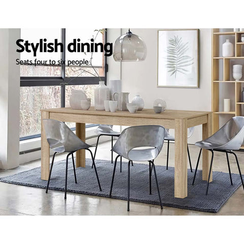 Image of Artiss Dining Table 6-8 Seater Wooden Kitchen Tables Oak 160cm Cafe Restaurant