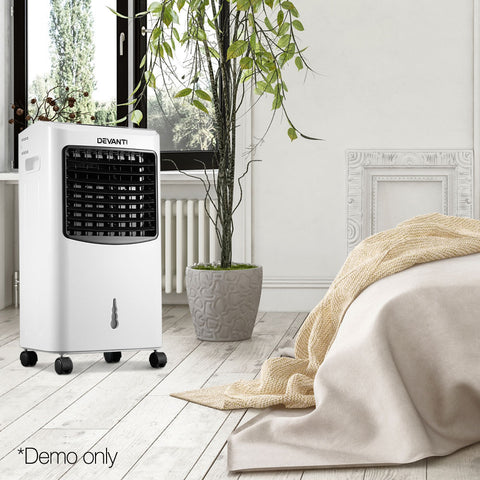 Image of Devanti Portable Eevaporative Air Cooler and Humidifier Conditioner - Black & White