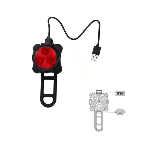 Image of Waterproof Bicycle Bike Lights Front Rear Tail Light Lamp USB Rechargeable IPX4