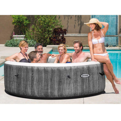 Image of Intex 2.16m PuraSpa Greywood Deluxe Inflatable Outdoor Jet & Bubble Hot Tub/Spa