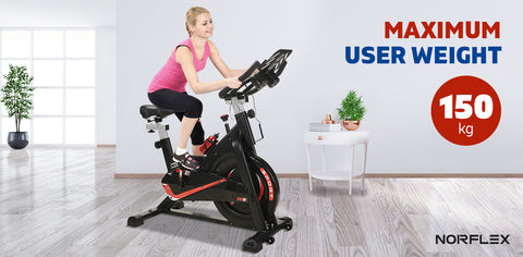 Image of Norflex Spin Bike for Commercial Home Workout Gym with Fitness Tracker