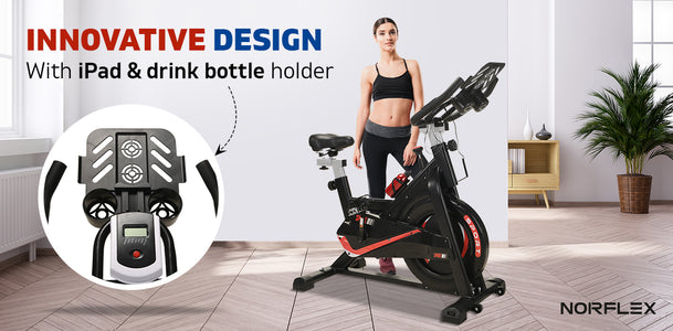 Norflex Spin Bike for Commercial Home Workout Gym with Fitness Tracker