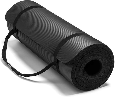 Image of 10mm Yoga Mat High Density Anti-Tear - Thick Non-Slip Exercise Mat For Pilates, Fitness, Workout and Stretch with Carrying Strap