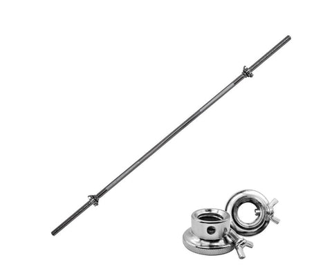 Image of 150cm Barbell Bar Weight Bar With 2 Collars - Standard 25mm Diameter Home Gym