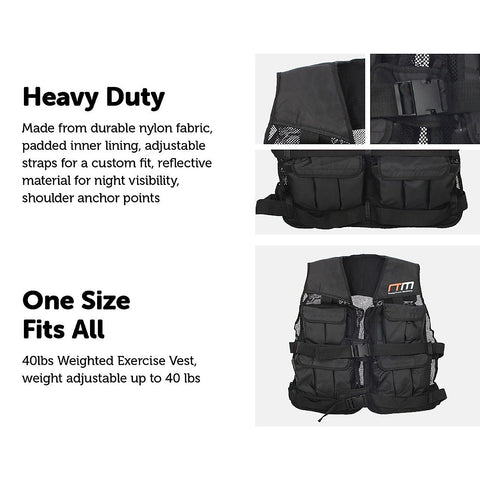 Image of 40LBS Weighted Weight Gym Exercise Training Sport Vest